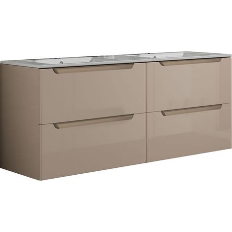 Kibath Mueble de baño con Lavabo VICTORIA 120x45 cm acabado MOKA mate 2 cajones suspendido (1/5)