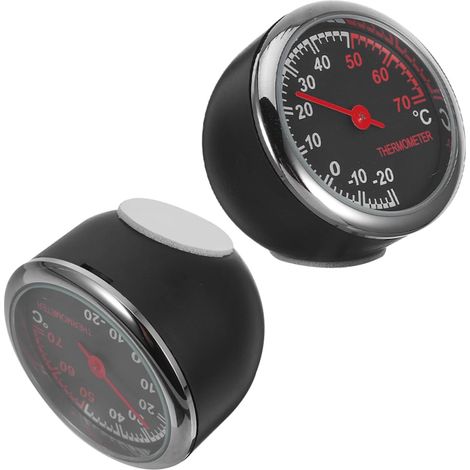 Termómetro compacto de metal para coche, doble pantalla clara, 2 unidades, control preciso de la temperatura interior del vehículo. (1/5)