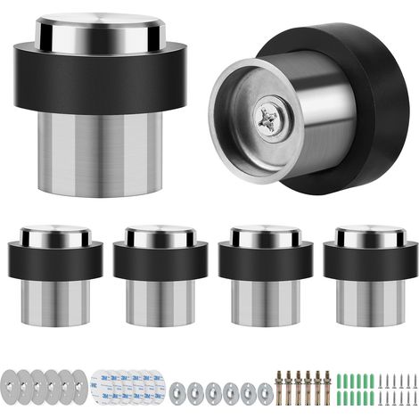6 Pezzi Fermaporta Ø 32mm Altezza 45mm, Fermaporta Pavimento in Acciaio Inossidabile, Stop Porta per Pavimento, con Viti e Adesivo 3M, 3 Metodi di Installazione (1/5)