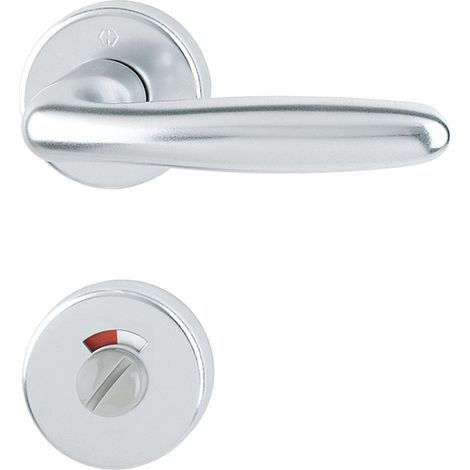 Hoppe Drückergarnitur Verona Türklinke mit Rosette WC mit Schnellstift, TS 37-47, Aluminium silber eloxiert