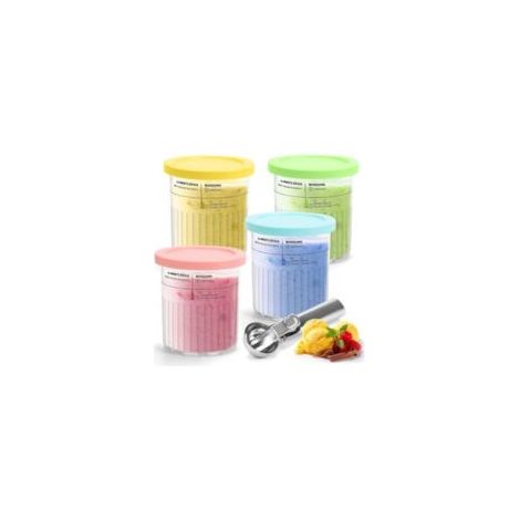 800-ml-Eisbehälter für Ninja Creamy Deluxe, 4er-Set mit Deckeln, kompatibel mit den Eismaschinen der Ninja Creamy NC500 und NC501EU Serie, BPA-frei, spülmaschinenfest – Crezuo (1/3)