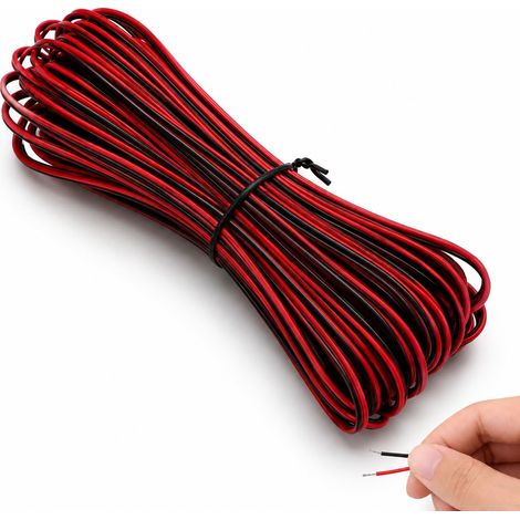 10M 22AWG Fil Electrique Rouge Noir Dual, Fil Electrique 12V, Fil Cuivre Étaimé Flexible PVC, Automobile Rallonge Haut-Parleur et Câblage, Pour Ruban LED, Electroniques Câblage Interne (1/5)