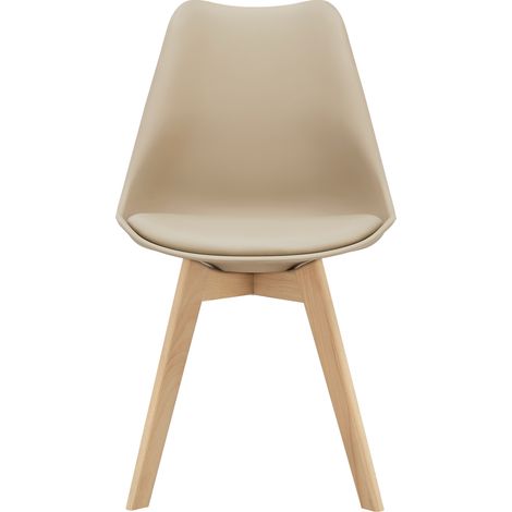 Set Fläten di 6 Sedie da Sala con Seduta Imbottita Rivestimento in Similpelle Beige [en.casa] (1/6)
