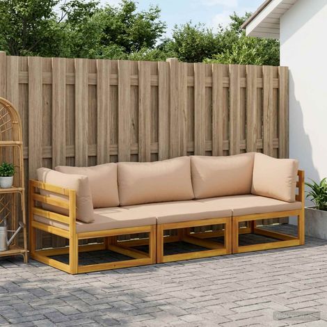 vidaXL Sofa Set 3 pcs Natural Solid Acacia Wood (1/5)