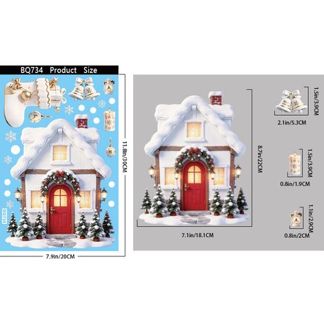 Autocollants de Noël populaires en platine pour fenêtres, autocollants en verre Père Noël, sapin de Noël, bonhomme de neige, autocollants statiques de maison de Noël