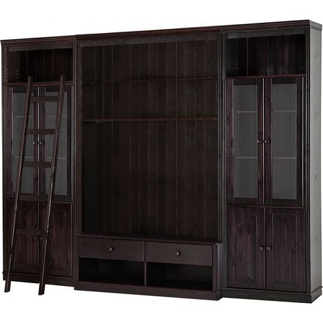 AnitaBibliothèque avec TV Lowboard Ladder en pin brun foncé (1/5)