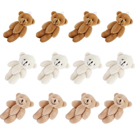 Lot de 12 mini ours en peluche, doux et mignons, parfaits pour la décoration de mariage et d'anniversaire. (1/5)