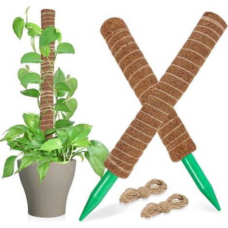 Monstera-Stab, 4 Stück, 40 cm, Kokosnuss-Stab, Sphagnum-Moos mit Hakenband, Kabelbinder und Schnur, Kletterpflanzen-Stab für Hausgarten, Indoor-Monstera-Pflanze (1/4)