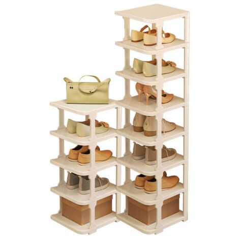 Meuble à chaussures, Petit meuble à chaussures en plastique facile sans installation- peut mettre 8 paires de chaussures, 7 couches (1/4)