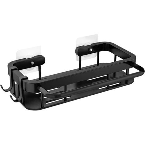 Porte Eponge Evier Cuisine en Acier Inoxydable Auto Adhésif Étagère Rangement Organisateur Evier Cuisine Support Eponge Evier Cuisine Noir avec Crochets et Étagère à Serviettes Salle de Bain (1/4)