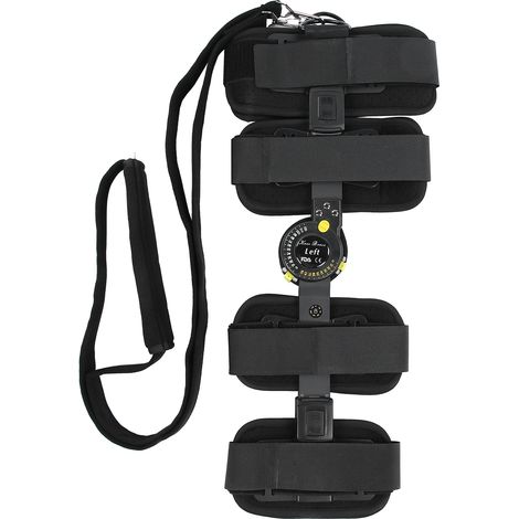 Attelle de genou professionnelle réglable avec charnières, soutien flexible pour fixation (pied gauche) (1/5)