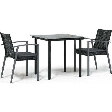 Ensemble à manger de jardin 3 pcs,Salon de jardin coussins résine tressée acier CFW12494 (1/5)