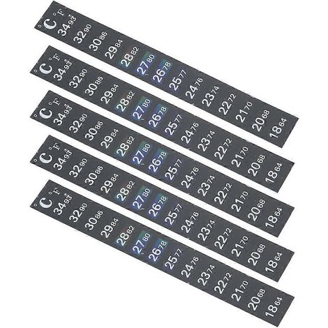 Lot de 5 bandes thermométriques pour aquarium, affichage numérique double de haute précision et autocollantes faciles à utiliser. (1/3)
