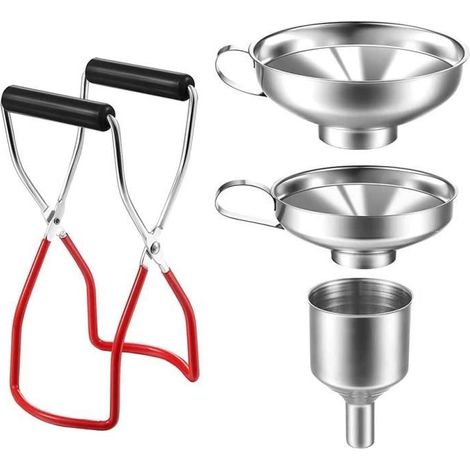 Ensemble d'Entonnoirs de Cuisine - MARQUE - Acier Inoxydable - 4 pièces - Ouvre-verre inclus - Facile à nettoyer (1/4)