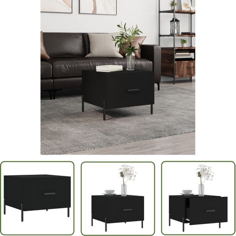 The Living Store Table basse Noir 50x50x40 cm Bois d'ingénierie - Table Basse - Meuble Salon - Table D'appoint - Table Design - Mobilier Moderne (1/5)