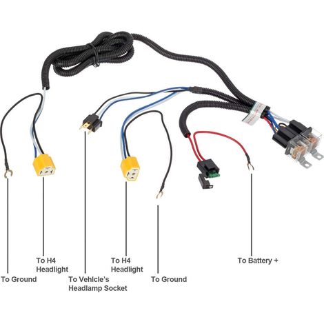 Kit 2 Ampoules H4 Phare LED 12V Douille Céramique Relais Faisceau Câblage Complet (1/5)
