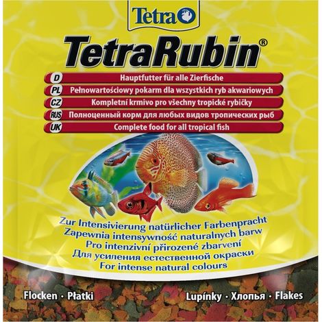 Mangime per pesci per intensificare i colori, 12 g. Alimento per acquario in fiocchi. (1/2)