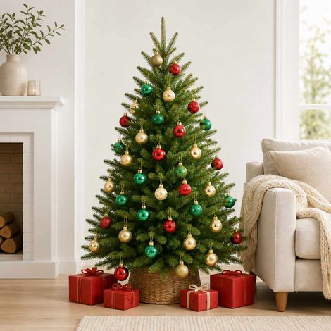 vidaXL Juego de bolas navideñas 150 uds. Rojo, dorado y verde 3 cm (1/5)