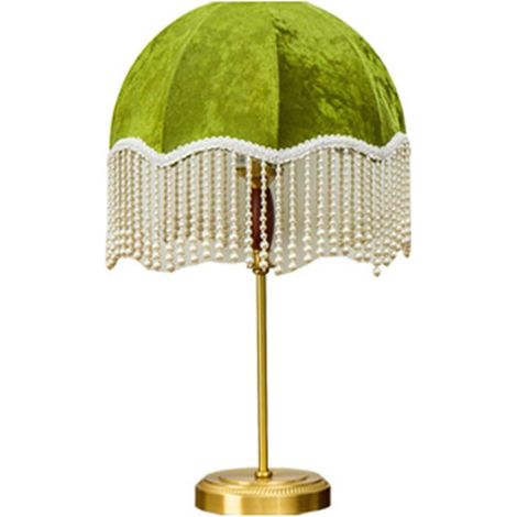Lampe de table moderne pour salon ou chambre, lampe de chevet avec abat-jour en tissu, style vintage, lampe de bureau en laiton antique doré, lampe de chevet contemporaine. (1/4)
