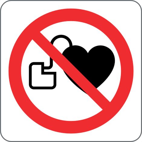 Panneau interdit aux porteurs de stimulateur cardiaque P007 - Materiel: PVC adhesive - Taille: 60x60mm
