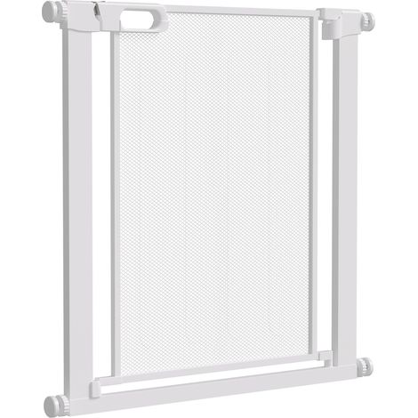 Cancellino pour Chiens Réglable avec Fermeture Automatique, Acier et ABS, 75-82x76 cm, Blanc (1/5)
