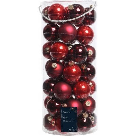 Set mit 49 roten Glas-Weihnachtskugeln, 6 cm Durchmesser (1/3)