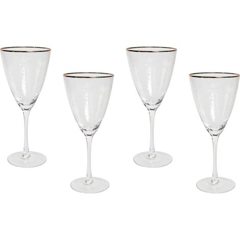 Conjunto de 4 copas de vino sopladas a mano borde dorado 38 cl Topaz (1/5)