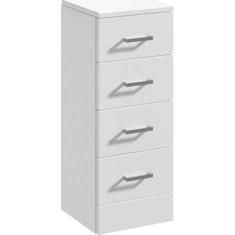 Floor Standing 4 Drawer Bathroom Unit - 300mm - Gloss White