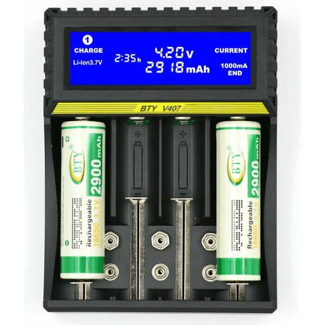 royaluxe - Chargeur de batterie multifonctionnel intelligent AA AAA 9V batterie Lithium-ion 18650 Nickel métal hydrure Nickel Cadmium (1/5)