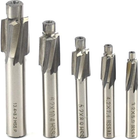 5 Pcs Fraises en Bout 4 Flûtes HSS-AL, Tailles M3 M4 M5 M6 M8, pour Usinage CNC Aluminium, Cuivre, Acier et Fonte (1/5)