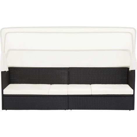 Canapé de jardin，Canapé d'extérieur，Sofa de jardin avec auvent Noir Résine tressée CFW123150