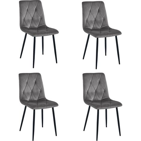 Libra-Sessel – dunkelgrauer Samt / schwarze Beine x 4 (1/5)