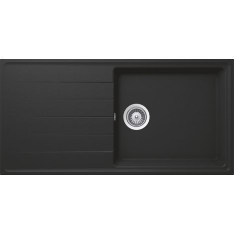Évier granit noir 100x50 cm à encastrer – 1 bac réversible avec égouttoir – Bonde et siphon inclus – Fabriqué en Allemagne – Schock (1/8)