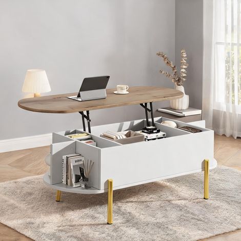 Table basse coloris blanc en MDF 120 x 50 x 43 cm (1/5)