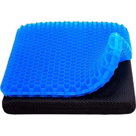 Coussin de siège en Gel, Design en nid d’Abeille, Coussin en Gel Double épaisseur pour Un Confort d’Assise, adapté pour Voiture, Bureau, Maison et Chaise