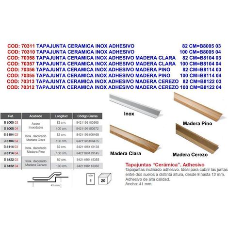 brinox tapajunta ceramica inox adhe.madera cerezo 100cm b812204