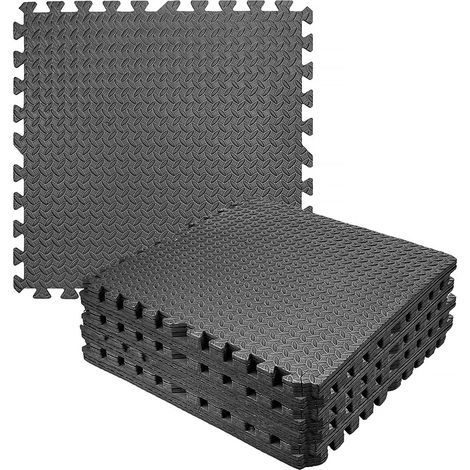 UNHO 12er Set Schutzmatten Unterlegmatten, 60 x 60 cm 4.32㎡Bodenschutzmatte für Fitness, Bodenschutz, Kinder Spielen