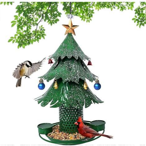 Mangeoires à oiseaux suspendues en métal pour l'extérieur, idéales pour les oiseaux sauvages, notamment les cardinaux. Un cadeau parfait pour les amoureux des oiseaux. Décoration de Noël. (1/5)