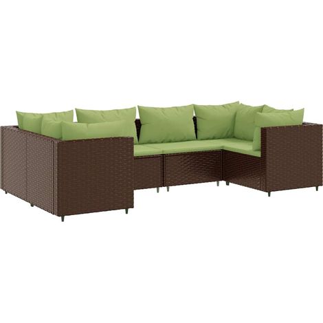 Maison Exclusive - Set Mobili da Giardino 6pz con Cuscini in Polyrattan Marrone (1/5)
