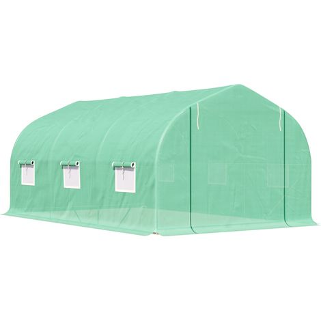 Invernadero de plástico 4,5 x 3 x 2 m con armazón de acero galvanizado y puerta enrollable (1/5)