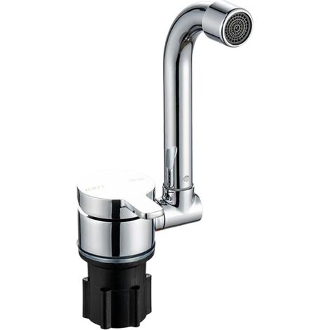 Robinet d’évier pliable 360° avec mitigeur chaud/froid et couvercle – raccord 1/2" pour camping-car