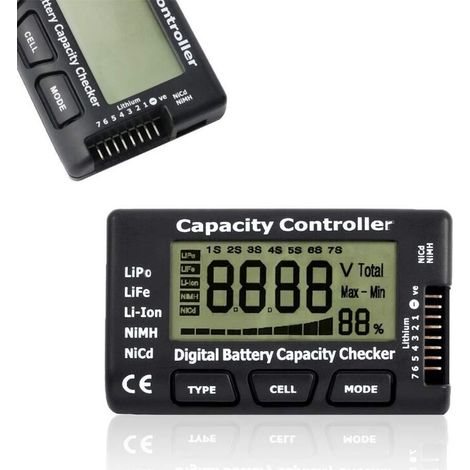 Digital Battery Capacity Tester, Battery Capacity Voltage Checker Controller Tester with LCD Display, for LiPo LiFe NiMH Li-ion (1/5)