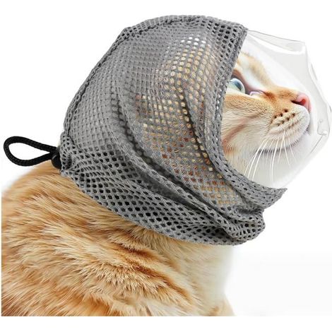 Muselière pour chat Protection du visage respirante en maille filet Protection transparente contre les morsures Pour couper griffes (1/5)