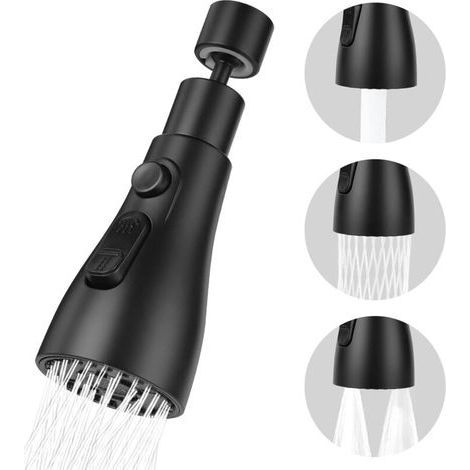 Douchette Evier Cuisine Robinet 360 Degres, 3 Modes Embout Robinet Cuisine avec Aerateur, Mitigeur Evier Cuisine Tete de Robinet Rotative, Adaptateur Robinet Universal Orientable (1/5)
