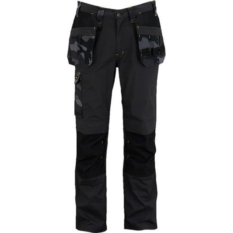 Stanley Dixon Slim Fit Black Camouflage Trousers - Waist 34in (1/4)