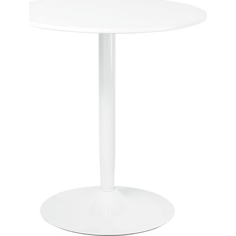 Tavolino Ø70x75 cm in MDF e Acciaio Bianco (1/5)