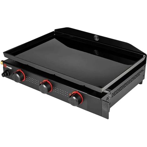 M&S – Plancha à gaz 3 brûleurs – Acier avec revêtement antiadhésif – Châssis robuste pour durabilité – Cuisson homogène et maîtrisée (1/4)
