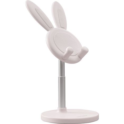 Handyhalterung, Hasenhalterung mit verstellbarer Höhe und Winkel, niedliche hasenförmige Halterung, kompatibel mit allen Mobiltelefonen (4-10 Zoll) (weiß) (1/5)