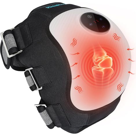 Masseur de genou chauffant sans fil, 3 niveaux de vibration et de pression d'air, chaud 45 - 65 ° C, 4 minuteries, soulagement de l'arthrite, batterie 5000mah