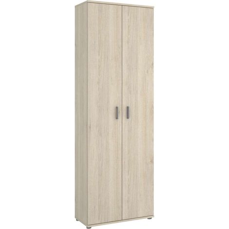 Armario multiusos Carmen 2 puertas acabado Natural, 6 estantes 61 cm(ancho) 190 cm(altura) 35 cm(fondo) (1/5)